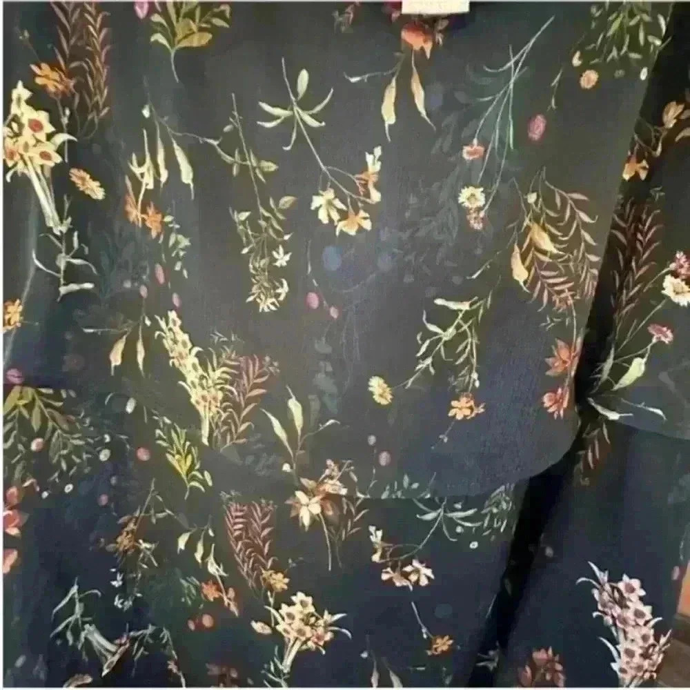 Anthropologie Maeve Navy Floral Tiered Maxi Skirt Boho Cottagecore Small EUC! - Picture 6 of 7